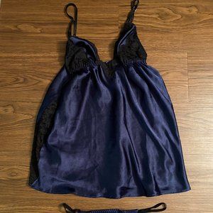 Navy Blue Victoria's Secret Lace Teddie Lingerie